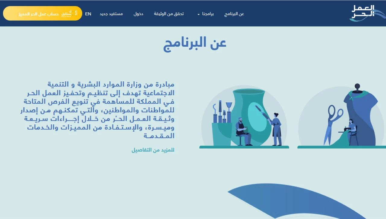 خطوات استخراج وثيقة العمل الحر إلكترونيًا في المملكة العربية السعودية