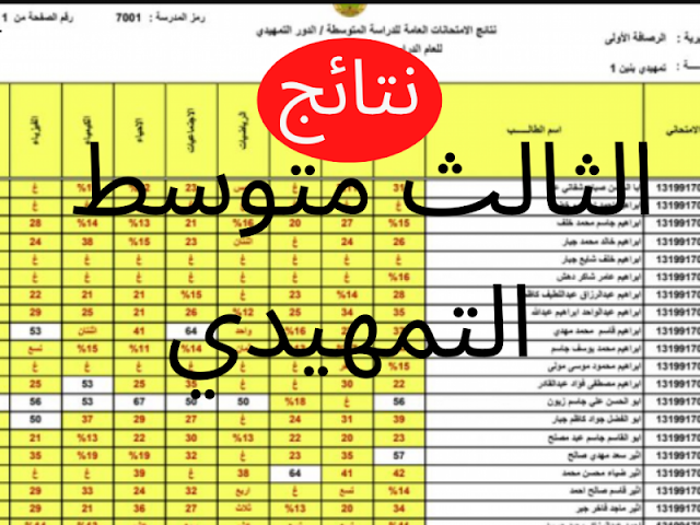 استخرج نتائج الثالث متوسط تمهيدي 2024 عبر الموقع الرسمي لوزارة التربية والتعليم العراقية