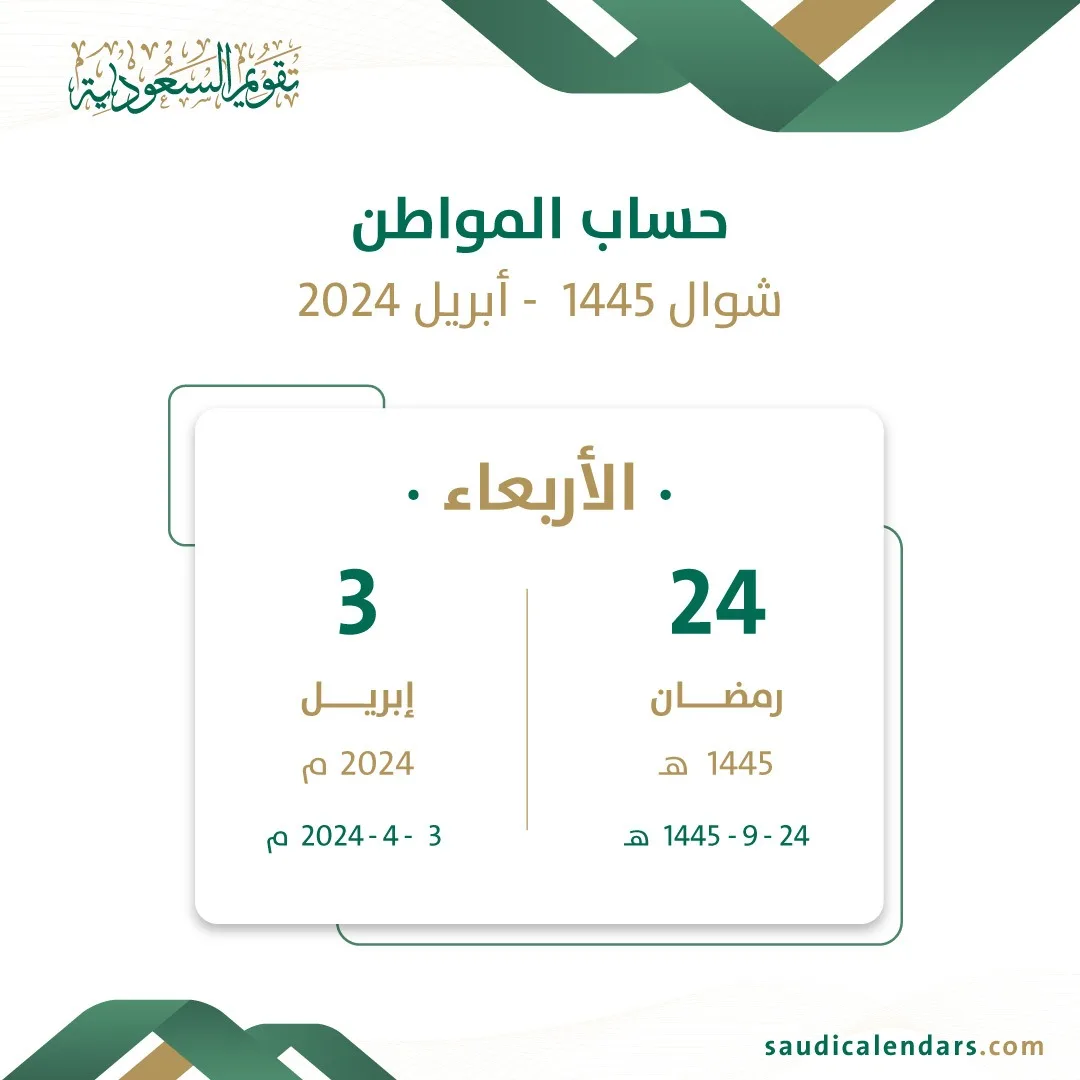 موعد صرف حساب المواطن ابريل 2024 وشروط الاستحقاق ca.gov.sa